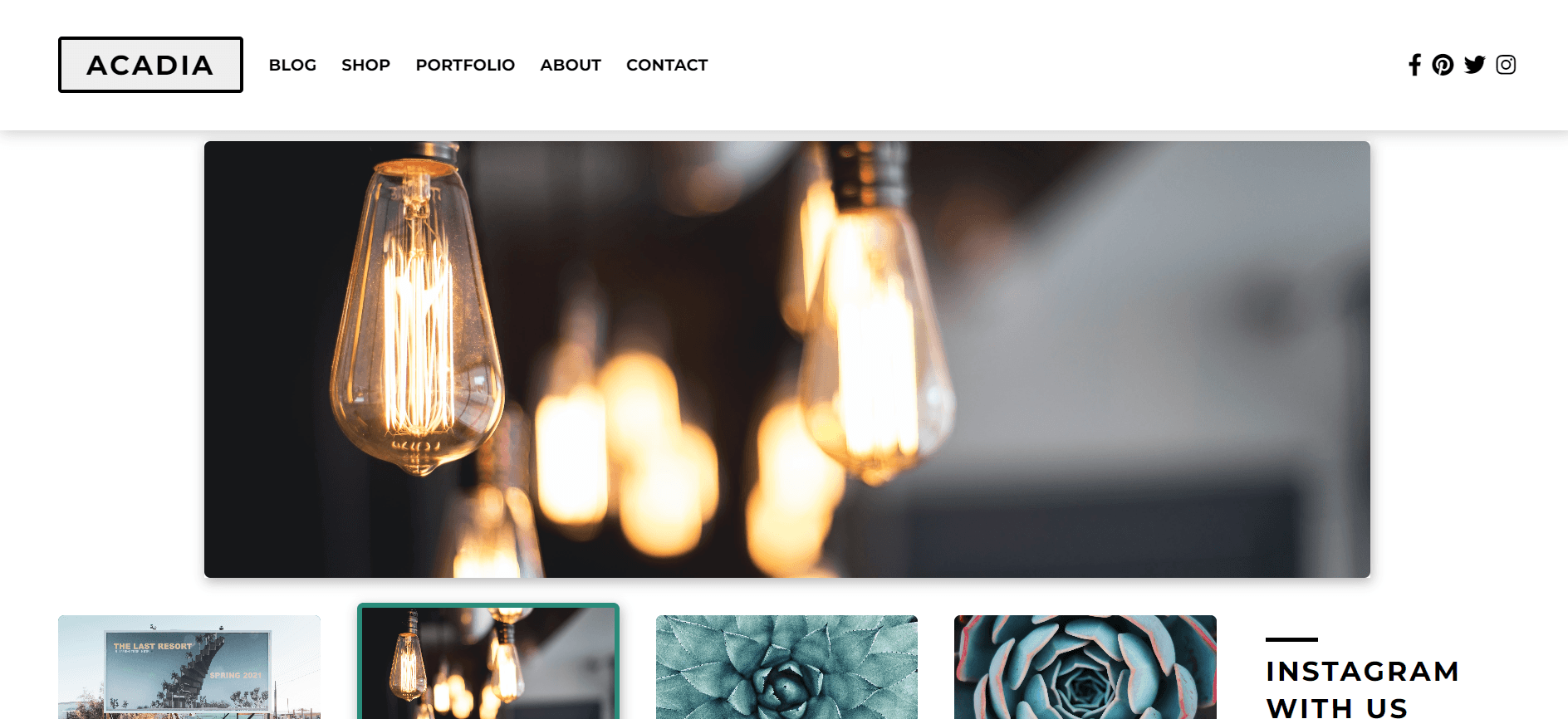 Acadia Landing Page.