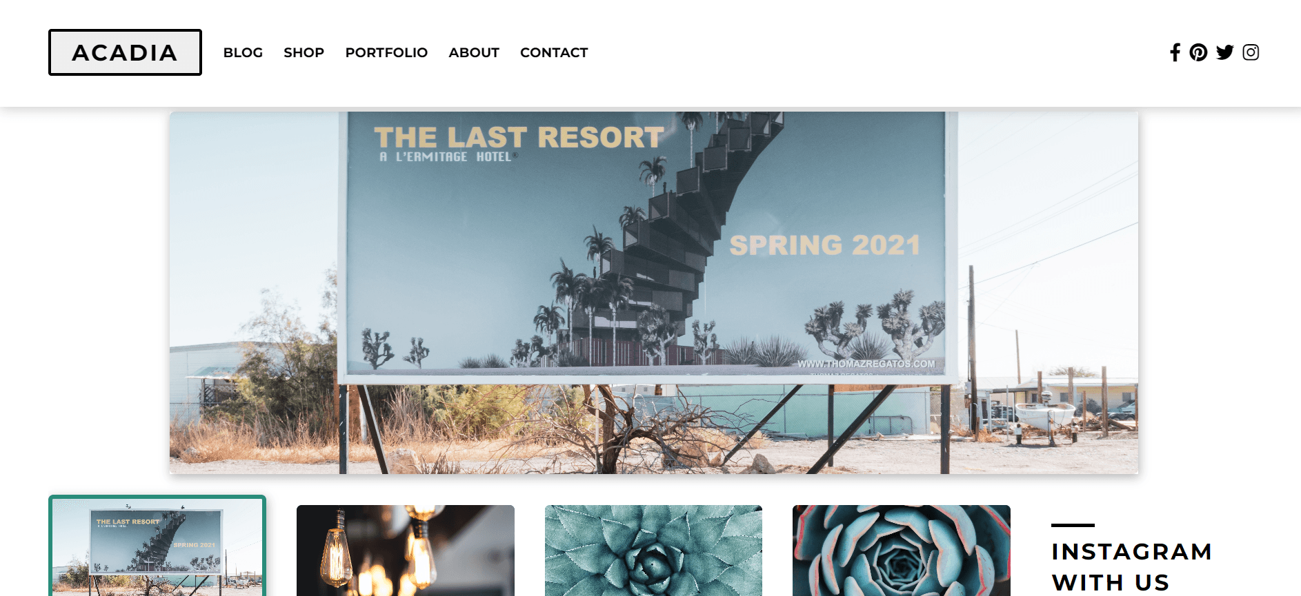 Acadia Landing Page.