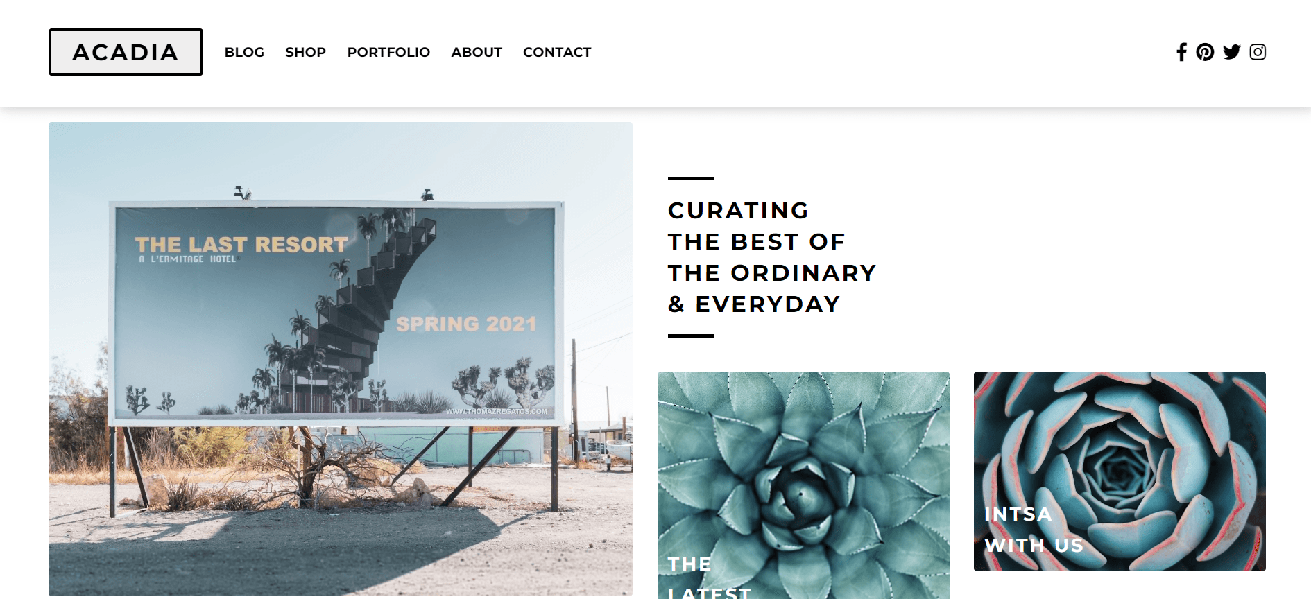 Acadia Landing Page.